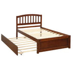 Twin size Platform Bed Wood Bed Frame with Trundle Espresso