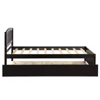 Twin size Platform Bed Wood Bed Frame with Trundle Espresso