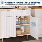 48'' Sideboard Buffet Cabinet, Fluted Coffee Bar Cabinet with 2 Drawers & Adjustable Shelves, Wooden Console Table, Kitchen Storage Cabinet
