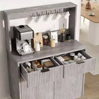 48'' Sideboard Buffet Cabinet, Fluted Coffee Bar Cabinet with 2 Drawers & Adjustable Shelves, Wooden Console Table, Kitchen Storage Cabinet