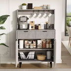 48'' Sideboard Buffet Cabinet, Fluted Coffee Bar Cabinet with 2 Drawers & Adjustable Shelves, Wooden Console Table, Kitchen Storage Cabinet