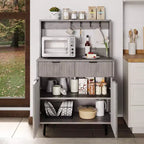48'' Sideboard Buffet Cabinet, Fluted Coffee Bar Cabinet with 2 Drawers & Adjustable Shelves, Wooden Console Table, Kitchen Storage Cabinet