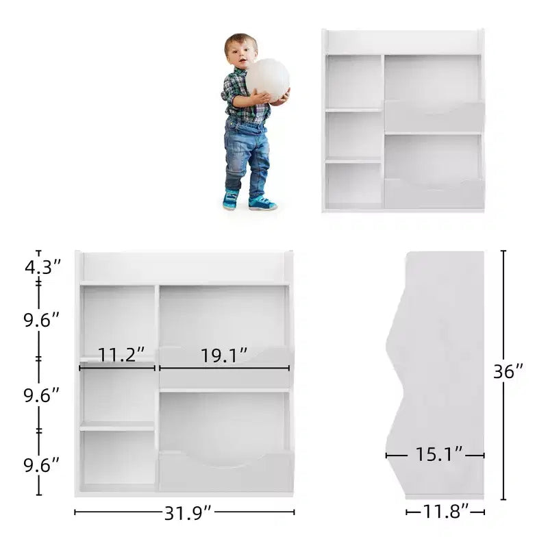 Kinder Bücherregal und Spielzeugaufbewahrung, 3-stufiger Spielzeugorganizer, 5 Würfel Aufbewahrungsschrank, Kleinkinder Bücherregal