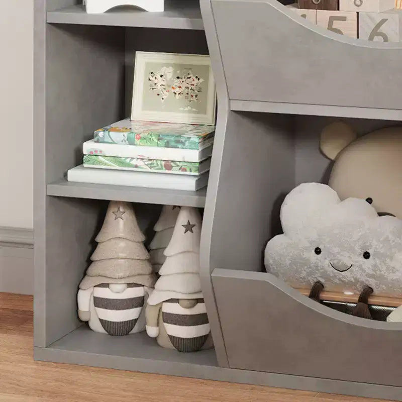 Kinder Bücherregal und Spielzeugaufbewahrung, 3-stufiger Spielzeugorganizer, 5 Würfel Aufbewahrungsschrank, Kleinkinder Bücherregal