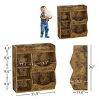 Kinder Bücherregal und Spielzeugaufbewahrung, 3-stufiger Spielzeugorganizer, 5 Würfel Aufbewahrungsschrank, Kleinkinder Bücherregal
