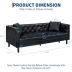 78-inch PU leather sofa, hand-stitched button quilted three-seater with a deep seat, two back cushions, and rolled armrests, suitable for living rooms and apartments.