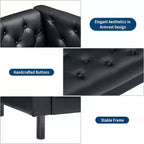 78-inch PU leather sofa, hand-stitched button quilted three-seater with a deep seat, two back cushions, and rolled armrests, suitable for living rooms and apartments.