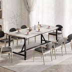 71-Inch Rectangular Dining Table for 8, Large Industrial Wood Kitchen Table with Durable Metal Frame, Perfect for Big Families