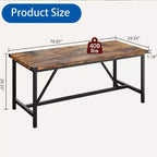 71-Inch Rectangular Dining Table for 8, Large Industrial Wood Kitchen Table with Durable Metal Frame, Perfect for Big Families