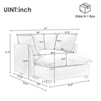 Chenille Armchair Sofa with Movable Ottoman, Wide Seat, Curved Armrests and Soft Pillows