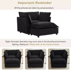 Chenille Armchair Sofa with Movable Ottoman, Wide Seat, Curved Armrests and Soft Pillows