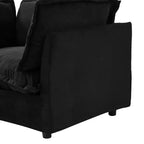 Chenille Armchair Sofa with Movable Ottoman, Wide Seat, Curved Armrests and Soft Pillows