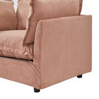 Chenille Armchair Sofa with Movable Ottoman, Wide Seat, Curved Armrests and Soft Pillows