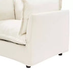 Chenille Armchair Sofa with Movable Ottoman, Wide Seat, Curved Armrests and Soft Pillows