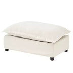 Chenille Armchair Sofa with Movable Ottoman, Wide Seat, Curved Armrests and Soft Pillows