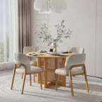 46 x 46 Farmhouse Kitchen Dining Room Table Furniture Round Oak Kitchen Table with Rattan Woven Legs for Kitchen Bar Living Room