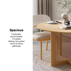 46 x 46 Farmhouse Kitchen Dining Room Table Furniture Round Oak Kitchen Table with Rattan Woven Legs for Kitchen Bar Living Room