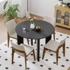 42 Black Solid Wood Farmhouse Dining Table Round Wood Top for Modern Dining Rooms & Family Gatherings
