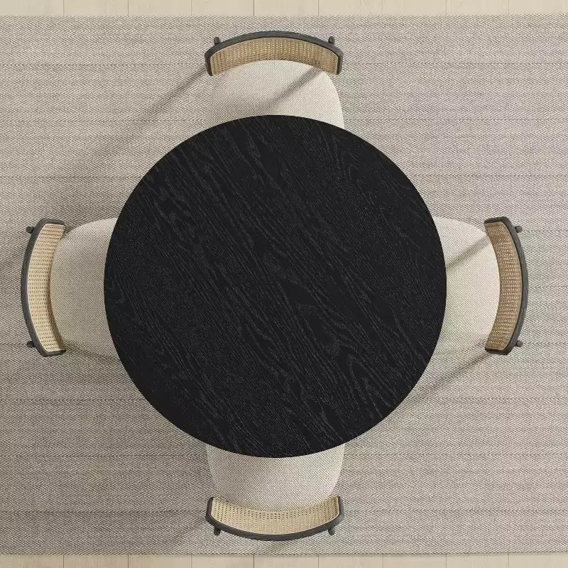 42 Black Solid Wood Farmhouse Dining Table Round Wood Top for Modern Dining Rooms & Family Gatherings