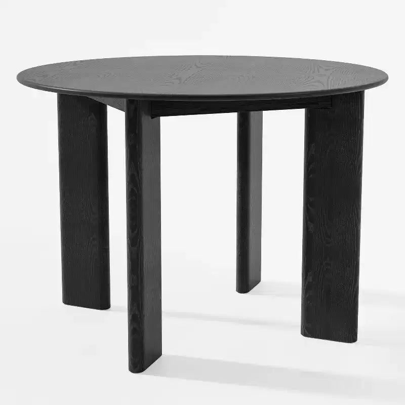 42 Black Solid Wood Farmhouse Dining Table Round Wood Top for Modern Dining Rooms & Family Gatherings