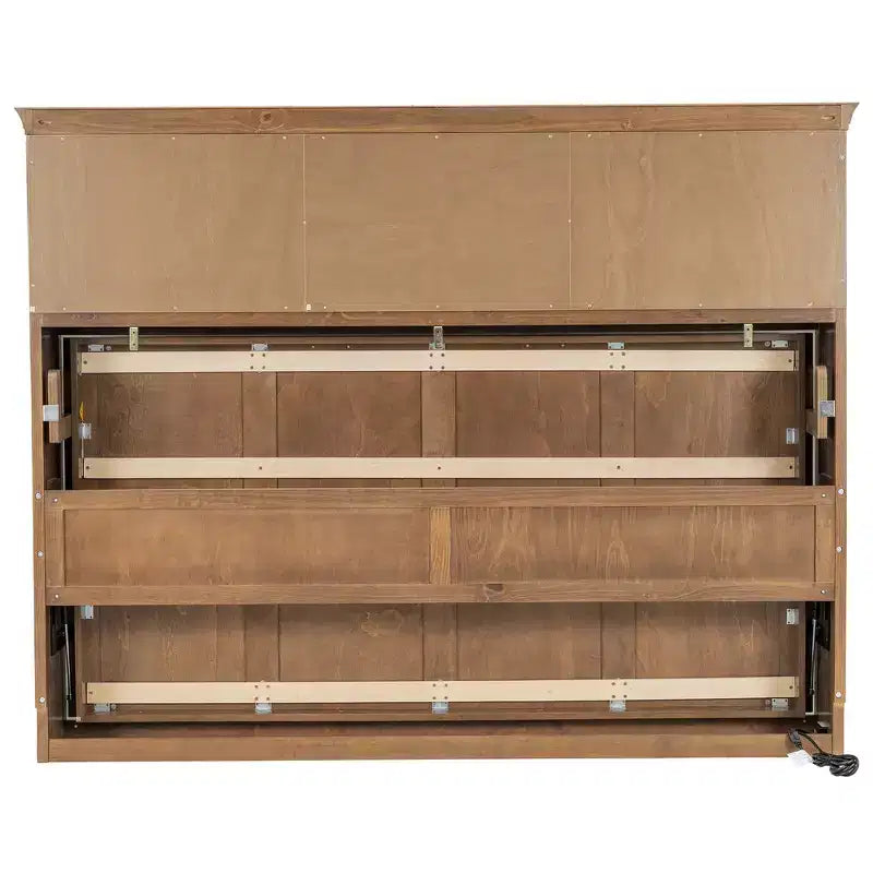 Wood Twin Size Murphy Bed with Charging Station and a Drawer