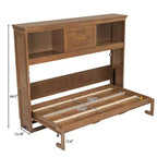 Wood Twin Size Murphy Bed with Charging Station and a Drawer