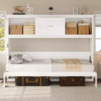 Wood Twin Size Murphy Bed with Charging Station and a Drawer