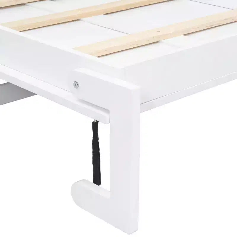 Wood Twin Size Murphy Bed with Charging Station and a Drawer