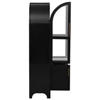 71 Wood Arched Kitchen Pantry Cabinet with 2 Drawers, Kitchen Storage Cabinets with Glass Door, Tall Cupboard for Kitchen/Dining Room