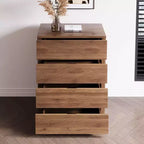 32 Modern 4-Drawer Dresser - Vertical Storage Chest with Walnut Wood Finish - Minimalist Handle-less Design for Small Spaces