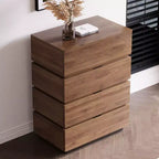 32 Modern 4-Drawer Dresser - Vertical Storage Chest with Walnut Wood Finish - Minimalist Handle-less Design for Small Spaces