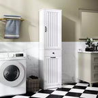 Bathroom Storage Cabinet Laundry Cabinet with 1 Storage Cabinet and 1 Drawer, White