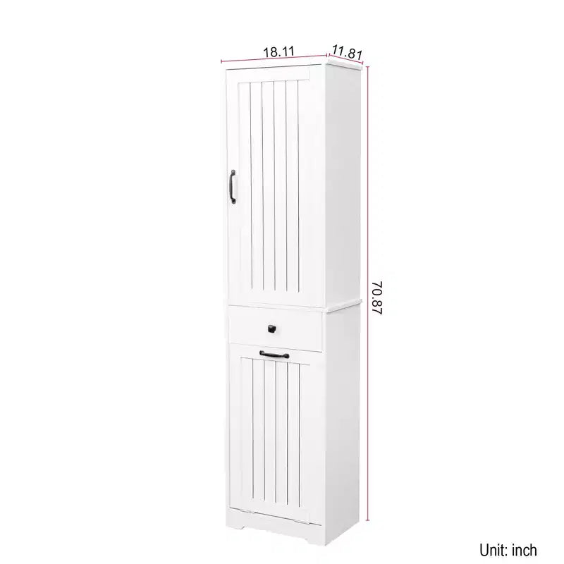 Bathroom Storage Cabinet Laundry Cabinet with 1 Storage Cabinet and 1 Drawer, White