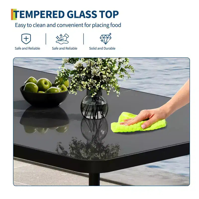 59 Tempered Glass Patio Dining Table