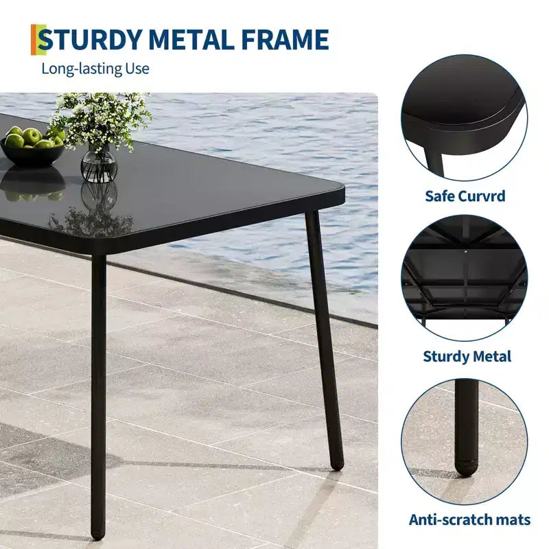 59 Tempered Glass Patio Dining Table