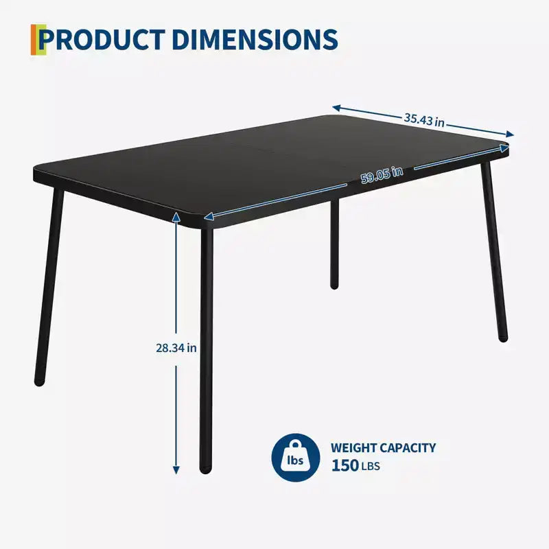 59 Tempered Glass Patio Dining Table