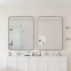 30x40 Inch Wall Mounted Black Rectangular Mirror Metal Framed Mirror