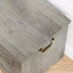 Storage Chest, Wooden Storage Bench with 4 Wheels, 39.4 Storage Trunk with 2 Safety Hinges, Supports 350 Lbs,Round Corner,U-Shape Cutout,for Entryway