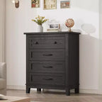 34-in Tall Vertical Drawer Dresser Chic Concave Drawer Design, Large Storage, Modern Freestanding Closet Chest for Bedroom or Living Room