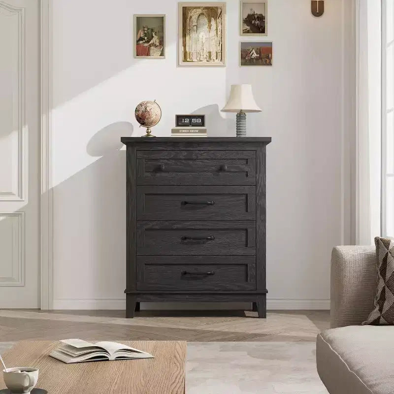 34-in Tall Vertical Drawer Dresser Chic Concave Drawer Design, Large Storage, Modern Freestanding Closet Chest for Bedroom or Living Room