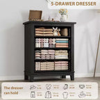 34-in Tall Vertical Drawer Dresser Chic Concave Drawer Design, Large Storage, Modern Freestanding Closet Chest for Bedroom or Living Room