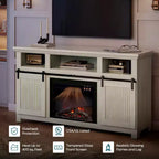 61 Fireplace TV Stand for TVs up to 65, LED Media TV Console Entertainment Center with 23 Fireplace Heater & Cabinet With Sliding Door
