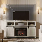 61 Fireplace TV Stand for TVs up to 65, LED Media TV Console Entertainment Center with 23 Fireplace Heater & Cabinet With Sliding Door