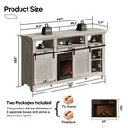 61 Fireplace TV Stand for TVs up to 65, LED Media TV Console Entertainment Center with 23 Fireplace Heater & Cabinet With Sliding Door