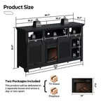 61 Fireplace TV Stand for TVs up to 65, LED Media TV Console Entertainment Center with 23 Fireplace Heater & Cabinet With Sliding Door