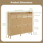 Rattan Shoe Cabinet Storage for Entryway with 4 Flip Drawers and 2 Drawer, Farmhouse Narrow for Entrance Entry Way
