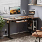 57 Standing Computer Desk, Height Adjustable Desk with Keyboard Tray & Host Shelf for Home Office, L-Shaped Gaming Desk with Pegboard