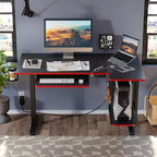 57 Standing Computer Desk, Height Adjustable Desk with Keyboard Tray & Host Shelf for Home Office, L-Shaped Gaming Desk with Pegboard