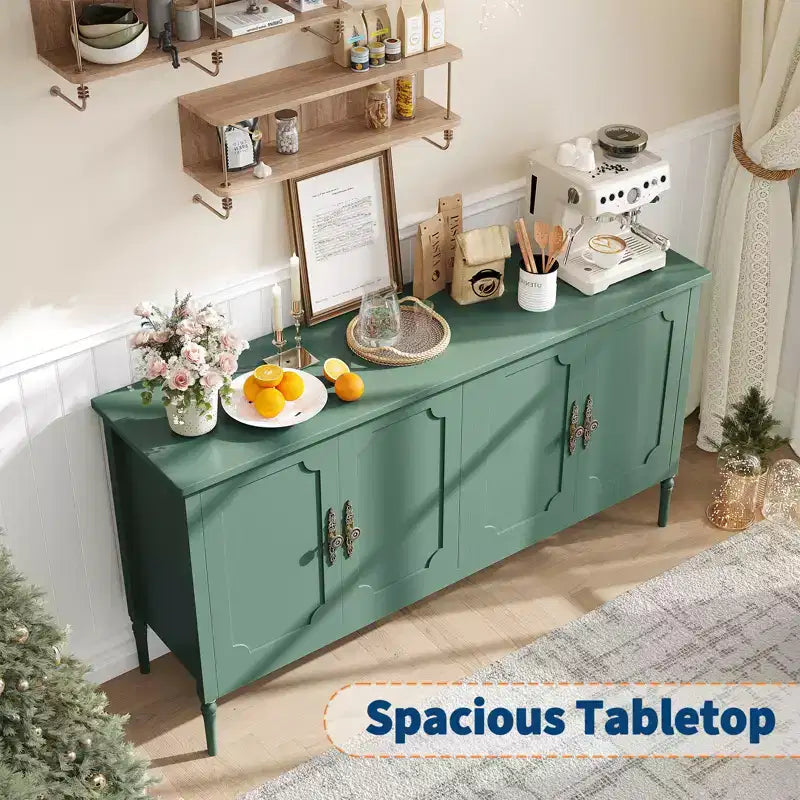 Gabinete buffet de 59 pulgadas de ancho con función de almacenamiento, gabinete de cocina, mesa consola de madera, gabinete decorativo para barra de café en comedor  
