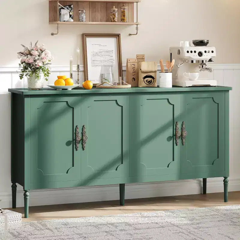 Gabinete buffet de 59 pulgadas de ancho con función de almacenamiento, gabinete de cocina, mesa consola de madera, gabinete decorativo para barra de café en comedor  